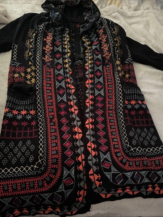Unknown Sweaters - Crochet cardigan hooded sweater Women’s XS black